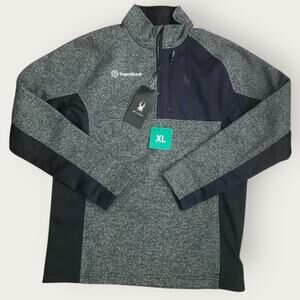 Spyder 1/4 Zip Sweater Men's Sz XL Black/Gray Pullover Performance Embroider NWT